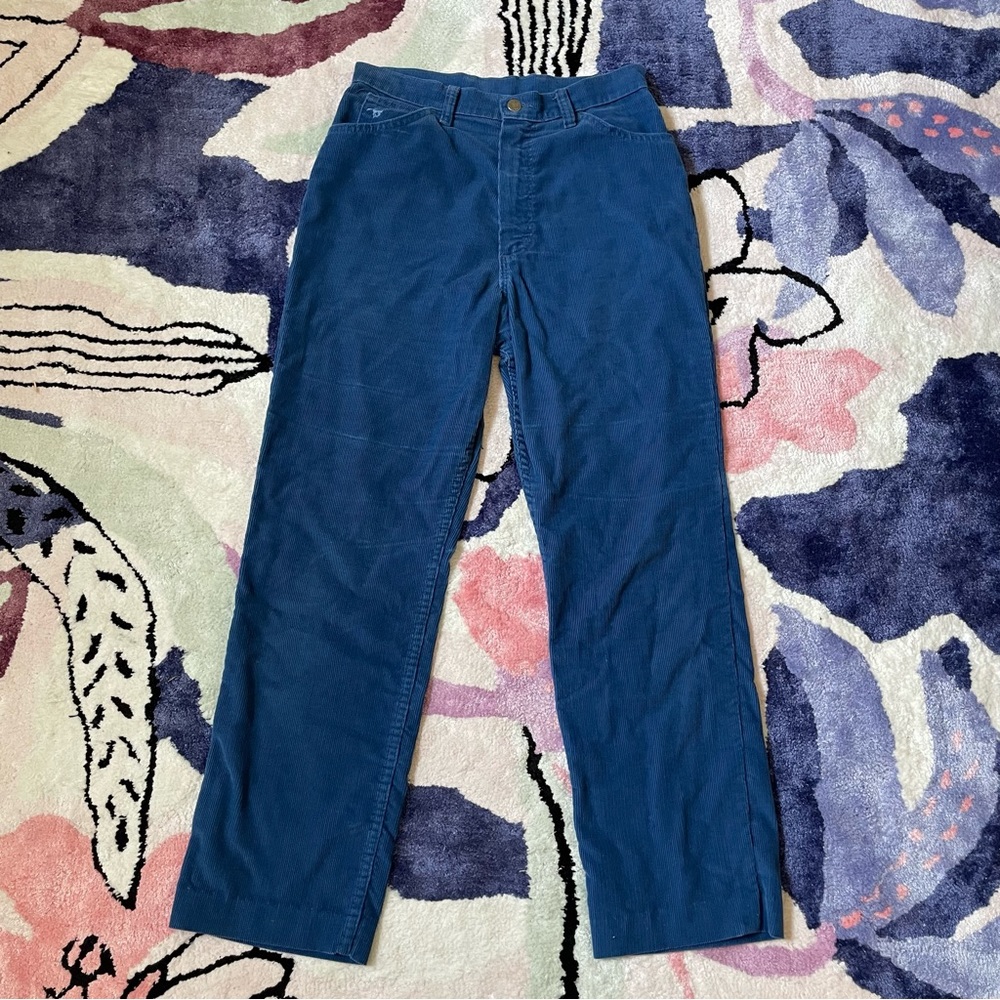 Wrangler vintage Misses royal blue corduroy high rise straight leg pants 28